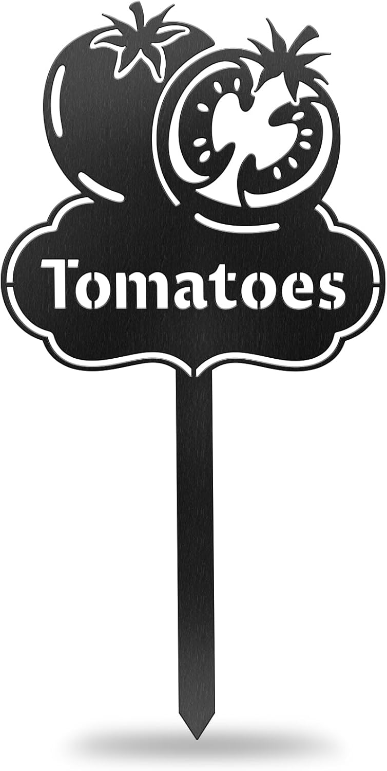 CUTHOLLOW Metal Plant Marker Stake Tomatoes for Outdoor Indoor, Waterproof 11.8 inch Cute Garden Plant Labels Sign Tag for Vegetables, Farmhouse Greenhouse Decor - Funny Gardening Gifts-VerdiqueGarden