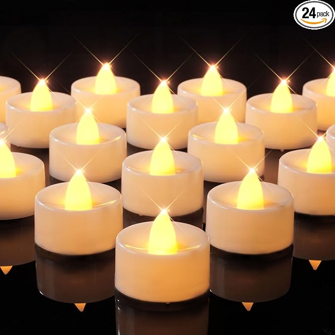 BEICHI Flameless Candles, 24Pack Battery Operated Candles, LED Tea Lights Candles Battery Operated, Flickering Fake Candles for Wedding Halloween Christmas Diwali- Warm Yellow-VerdiqueGarden