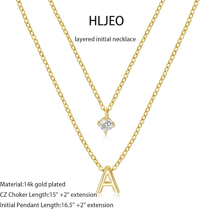 Layered Initial Necklaces for Women, 14k Gold Plated Letter Necklace Set Dainty Gold Initial Necklace Stack Cute Layering Choker Necklaces for Women Trendy Fashion Jewelry