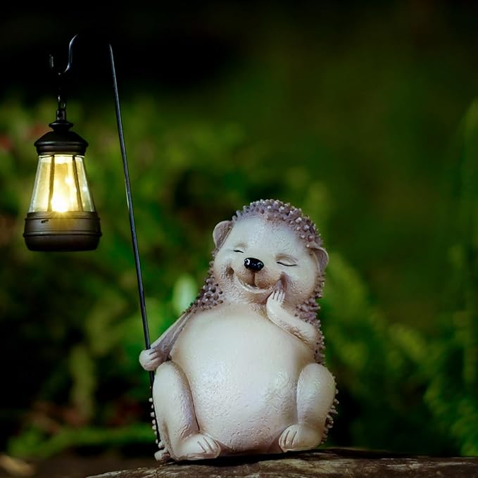 Solar Hedgehog Statue Garden Decor, Solar Hedgehog Statue Lights Outdoor, Waterproof for Patio, Balcony, Yard, Lawn, Father Day & Mother Day Garden Housewarming Gifts for Women, Men, Mom, Dad, Grandma-VerdiqueGarden