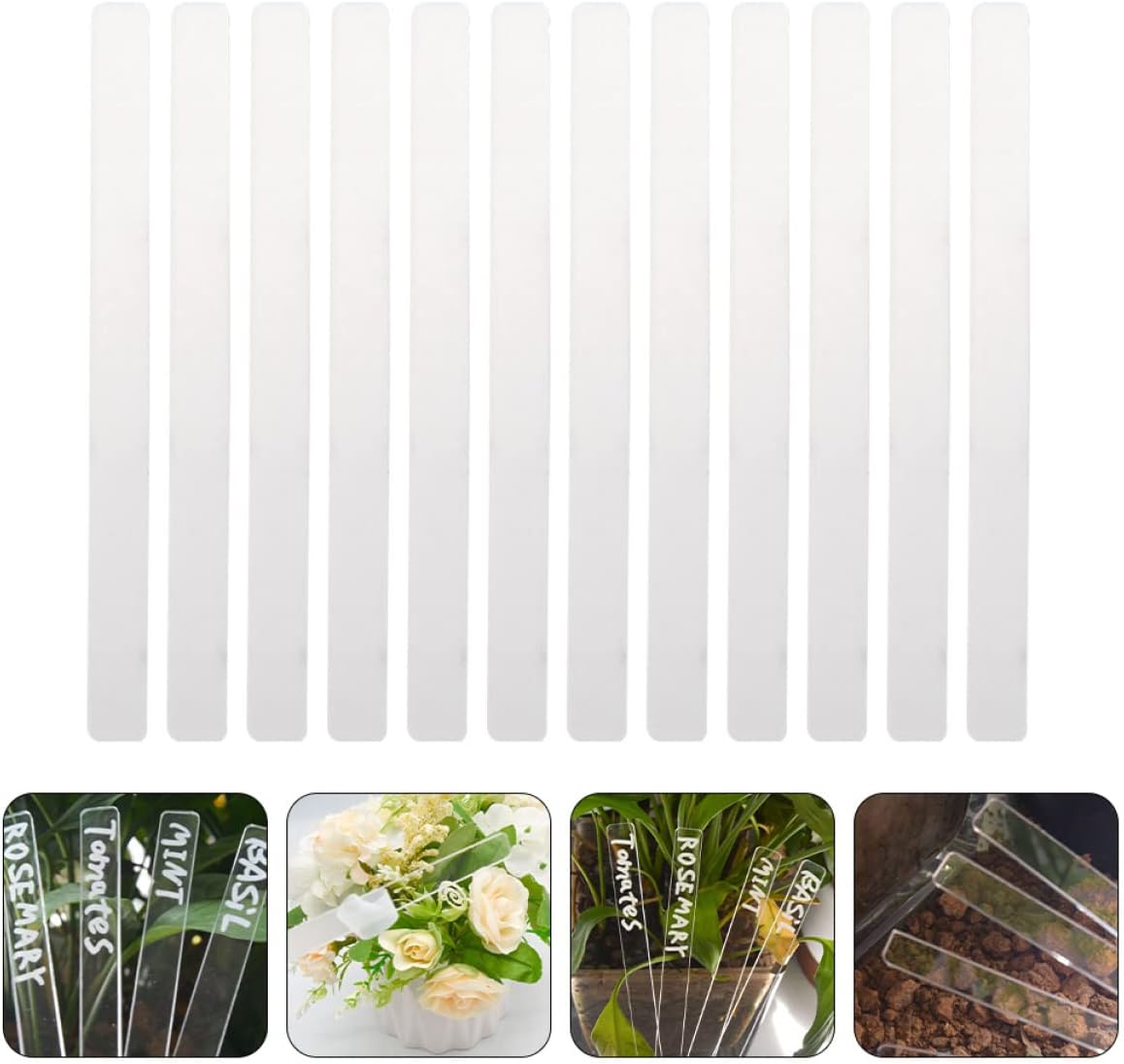 48 pcs Pot Clear Blank Ground Identifier Tag for Acrylic Outdoor Label Markers Garden Labels Identification Label: DIY Plant Gardening Weatherproof Vegetables Stakes-VerdiqueGarden