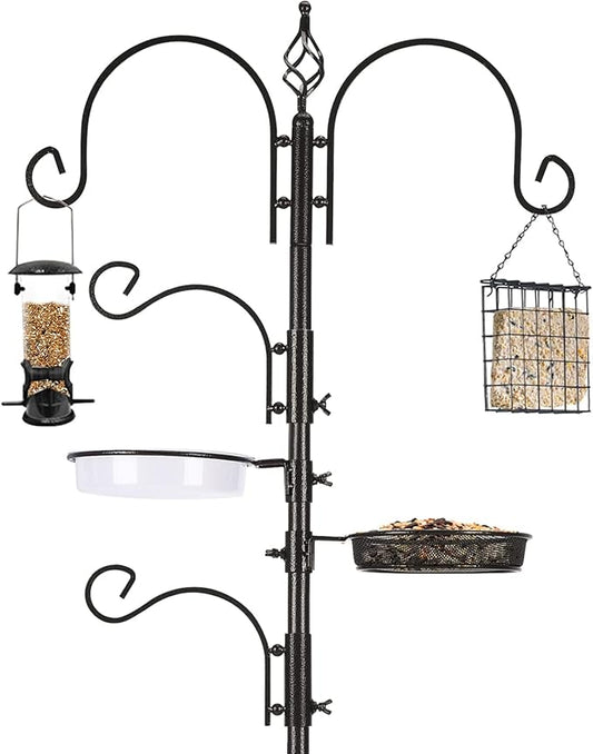 ERYTLLY Bird Feeding Station Kit Bird Feeder Pole Wild Bird Feeder Hanging Kit Planter Hanger Multi Feeder Hanging with Metal Suet Feeder Bird Bath for Attracting Wild Birds-VerdiqueGarden