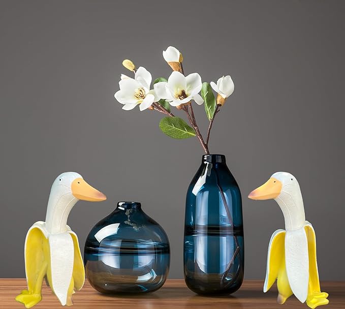 Tellme 2 PCS Banana Duck Statues, Creative Whimsical Garden Art Resin Gnome Sculptures, Outdoor Personalized Decors, Cute Banana Ornaments for Yard, Porch, Office, Home, Funny Housewarming Gifts.-VerdiqueGarden