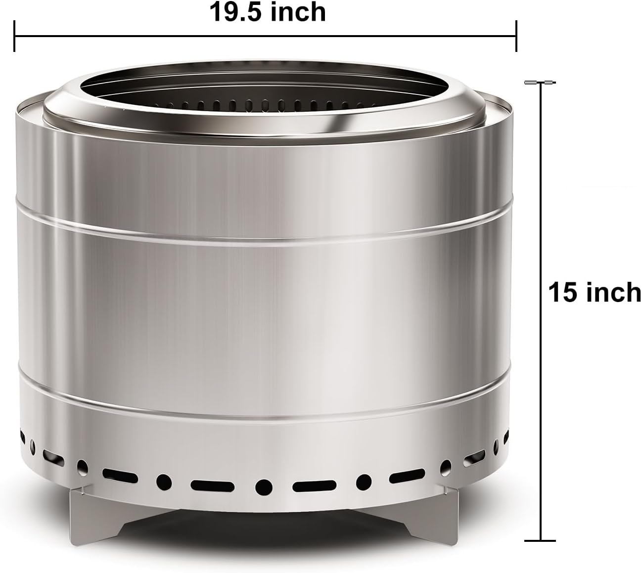19.5 inch Smokeless Fire Pit with Carry Bag, Stainless Steel Outdoor Smokeless Firepit, Wood Burning Fire Pits for Camping, Bonfire,Low Smoke Firepit for Outside(Silver)-VerdiqueGarden