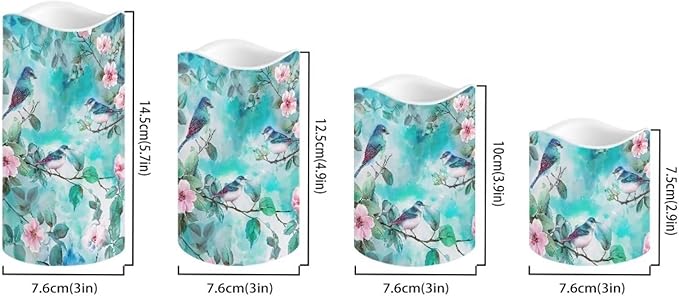 Ystardream Light Candles 4 Pack Battery Operated Color Changing Timer Remote Control Fake Pillar Tealights Beach Wedding Home Indoor Decor Modern Hummingbirds-VerdiqueGarden