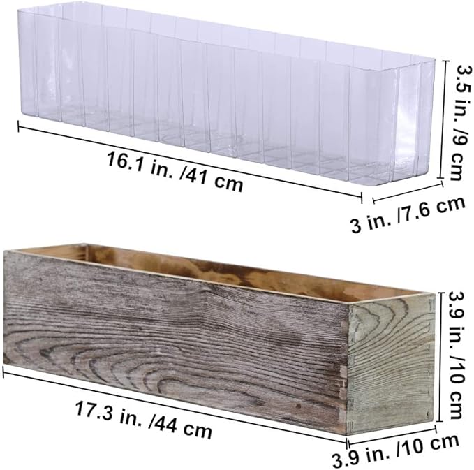 10 Pcs Plastic Planter Liners Clear Rectangular Plastic Liners for Flower Box Planter Window Box Planter 16.2" L x 3" W x 3.5" H for Indoor Outdoor Flower Arrangement Succulent Garden Windowsill Decor-VerdiqueGarden