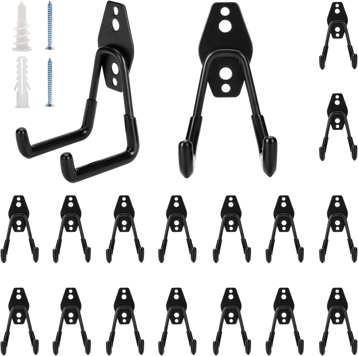 18 Pack Garage Hooks Heavy Duty - Supports 100 lbs, Utility Steel Garage Hanger & Organizer for Organizing Garden Lawn Tools, Ladders, Garden Hose, Digging Shovel, Bikes, Ropes-VerdiqueGarden