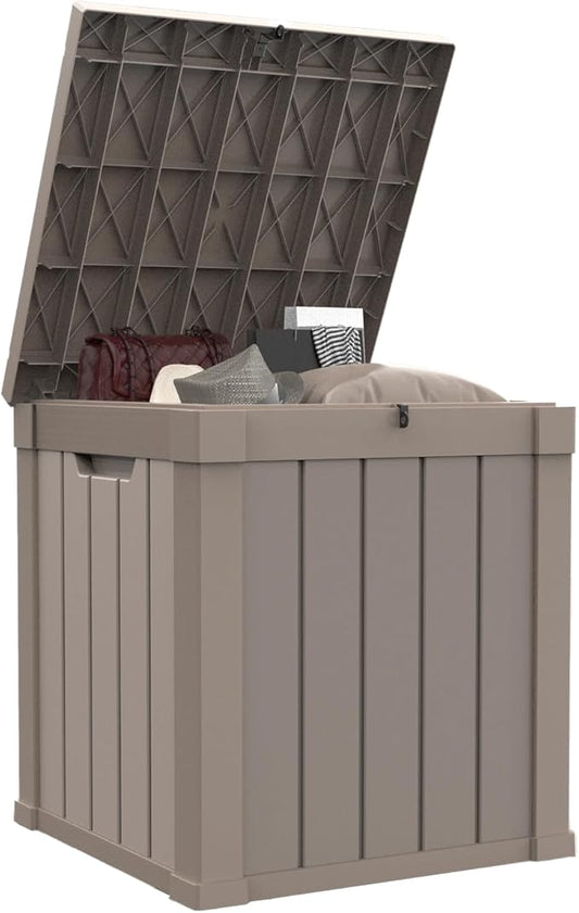 50 Gallon Waterproof Outdoor Storage Box,Resin Deck Box,Lockable Outside Storage Box Container for Patio Furniure,Garden Tools (50 Gallon,Grey)-VerdiqueGarden