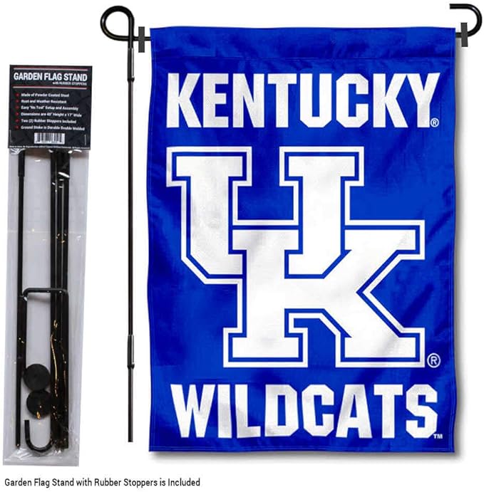 College Flags & Banners Co. Kentucky Wildcats Garden Flag with Pole Stand Holder-VerdiqueGarden