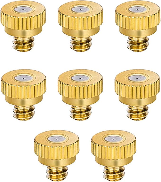 Aopin G 3/16 Brass Misting Nozzles 0.3mm / 0.011" Orifice Atomizing Mister Sprayer Nozzle Suitable For Outdoor Cooling,Garden Irrigation,Fountain, Crop Nutrient Injection, Greenhouse 8 Pcs-VerdiqueGarden