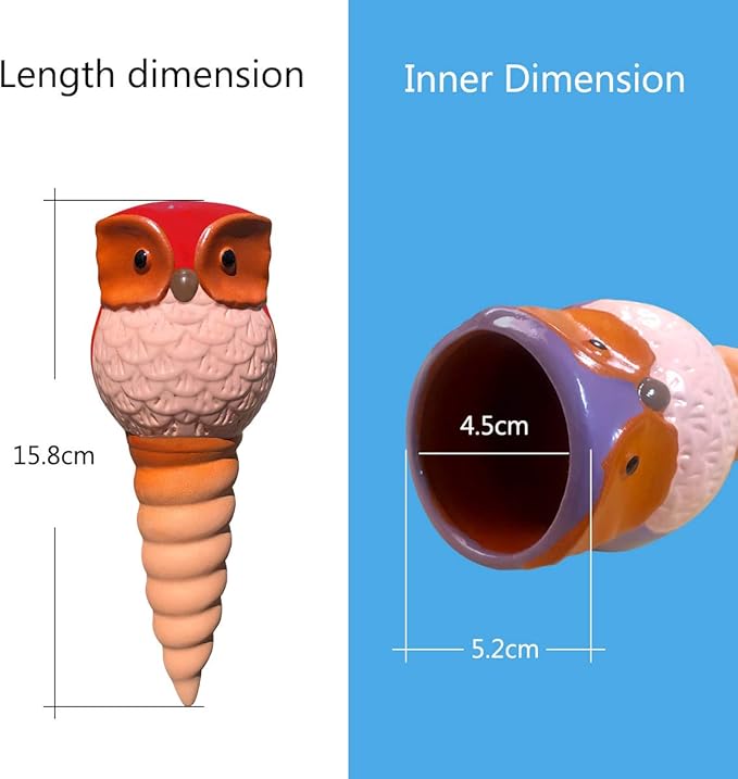 Hunthawk Plant Watering Stakes Owl, Self Watering Spikes Automatic Terracotta Spiral Devices with Irrigation Watering System for Outdoor Indoor Plants 6 Pcs-VerdiqueGarden