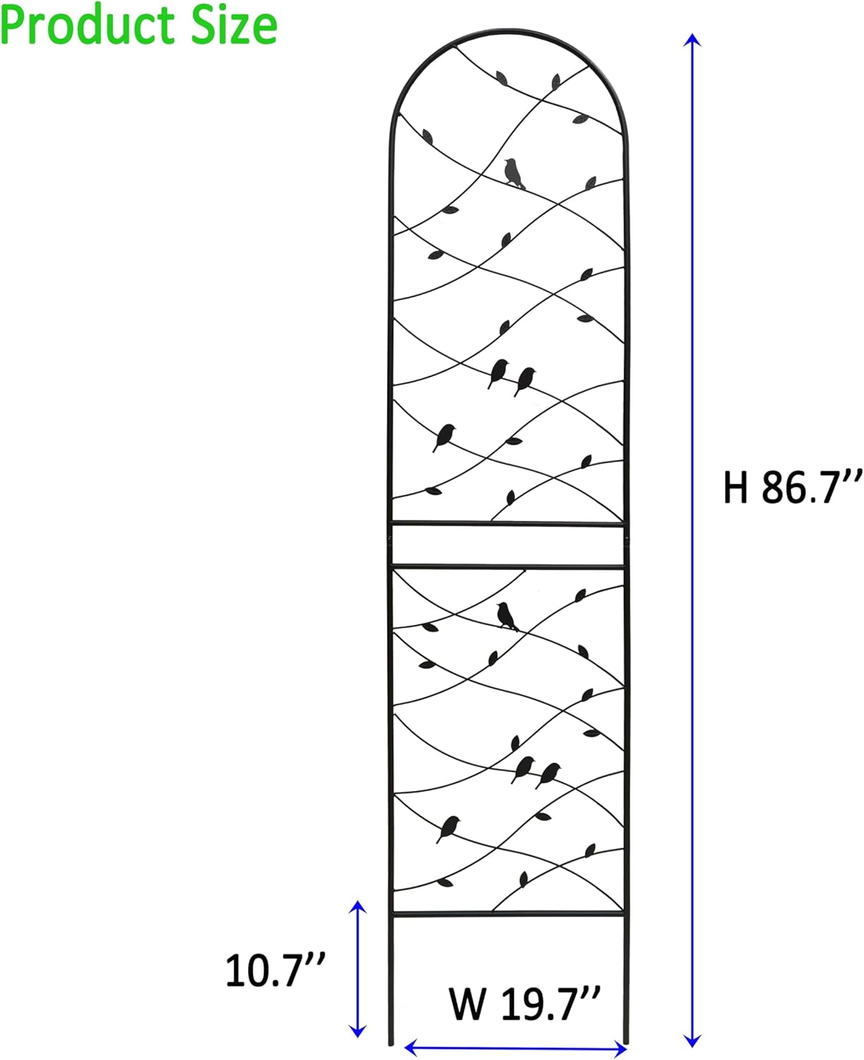 4 Pack Metal Garden Trellis 86.7" Tall Outdoor Climbing Plant Support for Roses, Flowers, Rustproof Durable Black Galvanized Tube, Lawn Garden Fence Decor Screen (4, Black birds-86.7" H)-VerdiqueGarden