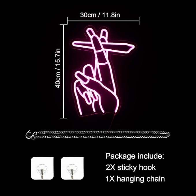 WLHOPE Pink Led Hand Neon Sign for Wall Decor Gesture USB Nail Hand Man Cave Neon Light Sign for Bedroom Home Bar Girls Room Nail Room Salon Party Decor Gift for Women-VerdiqueGarden