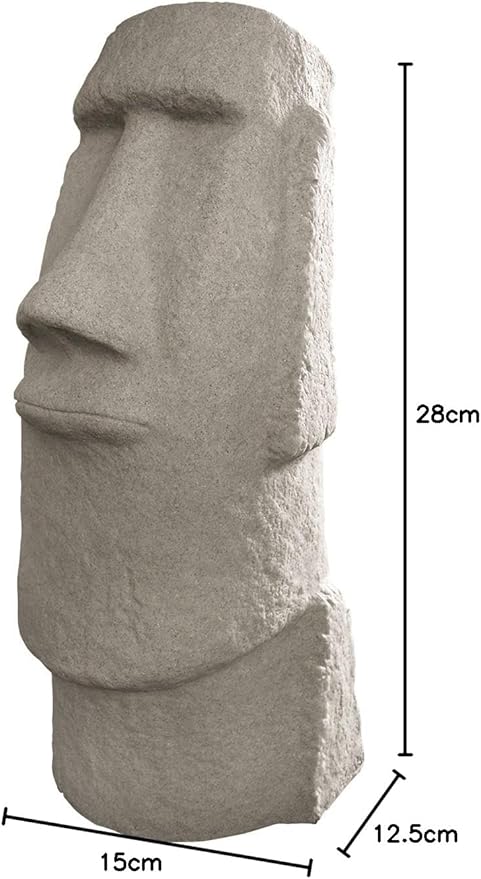 EMSCO Group Easter Island Head Statue – Natural Granite Appearance – Made of Resin – Lightweight – 28” Height-VerdiqueGarden