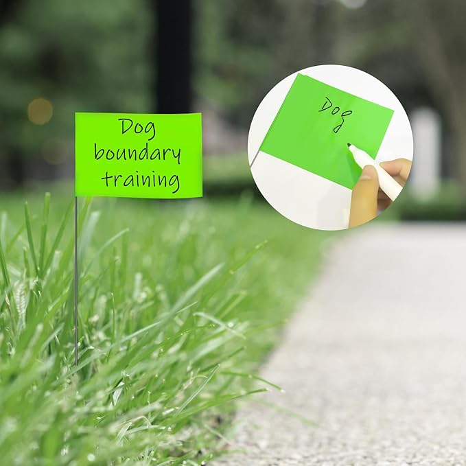 Zozen 100Pack Green Marking Flags, Writable/15x4x5 Inch, Yard Flags for Lawn & Irrigation & Landscape & Sprinkler & Survey & Dog Training.-VerdiqueGarden