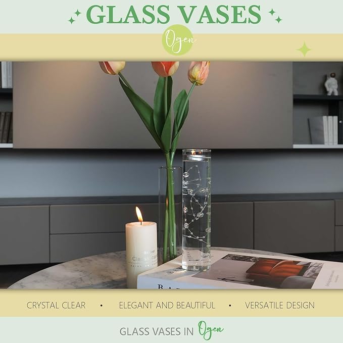 18pcs Glass Vase Cylinder Vases for Centerpieces Small Flower Glass Clear Vases Home Decor Centerpiece Table Flower Vase Decorations for Office Beautification＆Holiday 7.5 Inch Tall-VerdiqueGarden