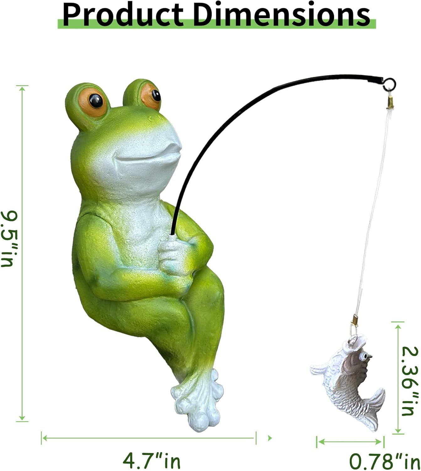 9.5" Fishing Frog Statue, Whimsical Lawn Yard Art, Funny Garden Pond Fisherman Sculpture, Resin Animal Decorative Figurine, Ideal for Frog Lovers-VerdiqueGarden
