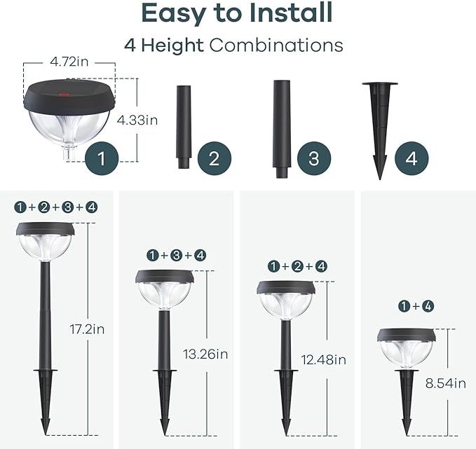 Linkind Solar Pathway Lights 8 Pack, Solar Lights Outdoor Warm White Waterproof, Adjustable Solar Powered for Walkway Yard Garden Driveway Backyard-VerdiqueGarden