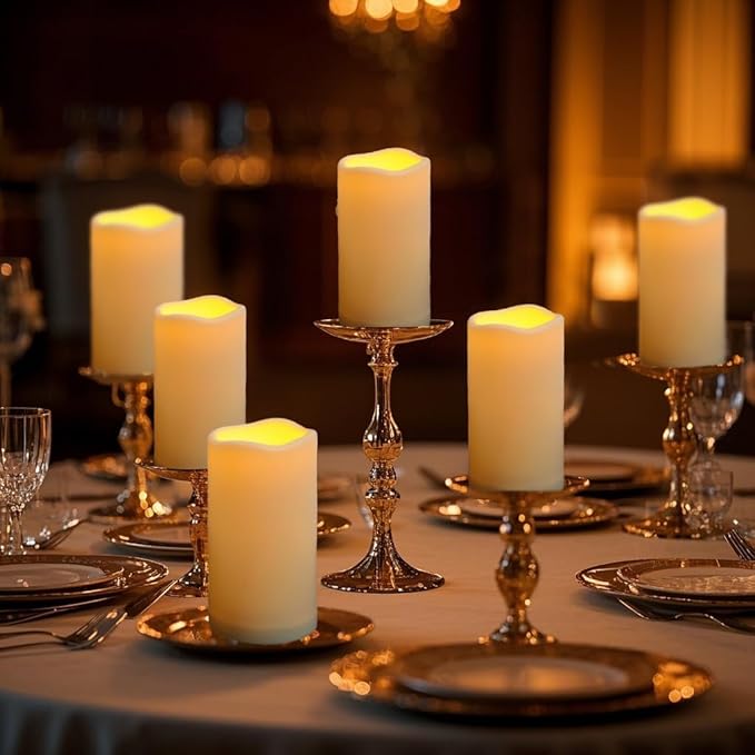 Waterproof Flameless Remote Control Candles 12PACK（D3''*H5.5''） Battery Operated Flickering LED Pillar Candle，plastic with 10-Key 24Hours Timer for Outdoor/Indoor Party Garden Lanterns Porch Ivory-VerdiqueGarden