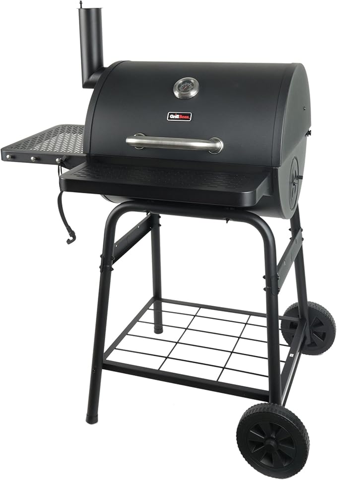Grill Boss 23 Inch Charcoal Barrel Grill with Adjustable Grate, Large Cooking Area, Black-VerdiqueGarden