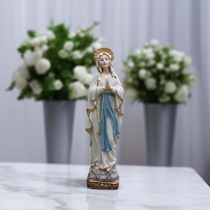 MeritMode 15" H Virgin Mary Praying Statue - Lourdes Catholic Collectible Figurine, Blessed Mother Figurine, Ideal Religious Gift for Home Décor & Outdoor Garden Decorations-VerdiqueGarden