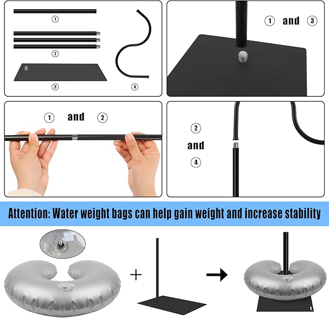 Hummingbird Feeder Stand, Adjustable 20-63 Inch Shepherds Hook for Outdoor Indoor, Bird Feeder Pole with Base & Water Weight Bag for Wind Chimes, Hanging Plants(Hummingbird Feeders Not Include)-VerdiqueGarden