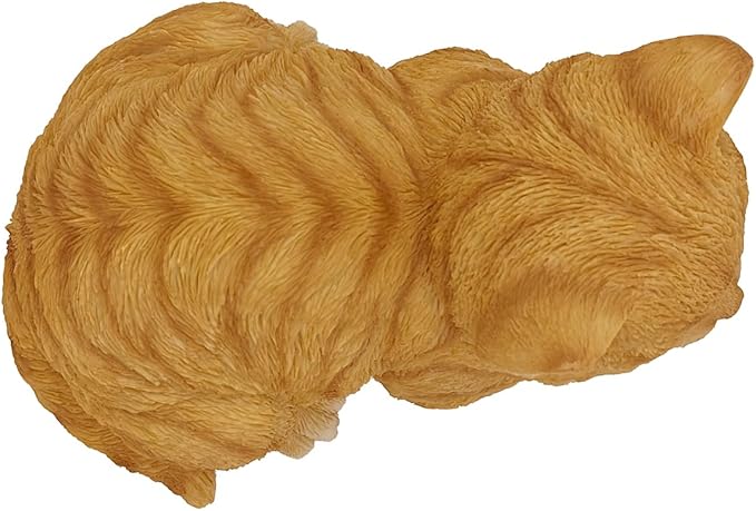 Sleeping Orange Tabby Cat Garden Statue Decor, Resin Realistic Sculptures Gift for Cat Lovers, Pet Memorial Stones for Loss of Pet, Kitty Figurine Art Decoration for Gardens, Patios and Lawns-VerdiqueGarden