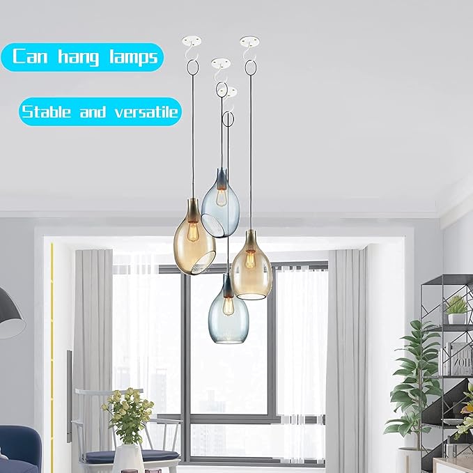 Ceiling Hooks for Hanging Plants- Metal Heavy Duty Wall Mounted Hangers for Hanging Bird Feeders, Planters, Wind Chimes, Include Professional Drywall Anchors (5 Pack) (Bright White)-VerdiqueGarden