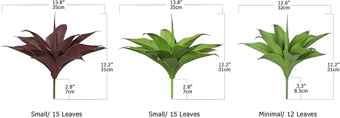 Fake Plants Artificial Agave Plants 13.8" Large UV Resistant Fake Agave Planters for Indoor and Outdoor Decorating Tropical Plant Succulents Greenery Indoor Decor(2Pack, Purple-VerdiqueGarden