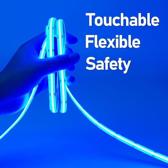 32.8ft(10M) DC 24V Blue COB LED Strip Light IP65 Waterproof 3840LEDs Uniform Glow Dotless Flexible LED Tape Lights for DIY Garden Backyard Hallways Stairs Decoration(No Power Supply)-VerdiqueGarden