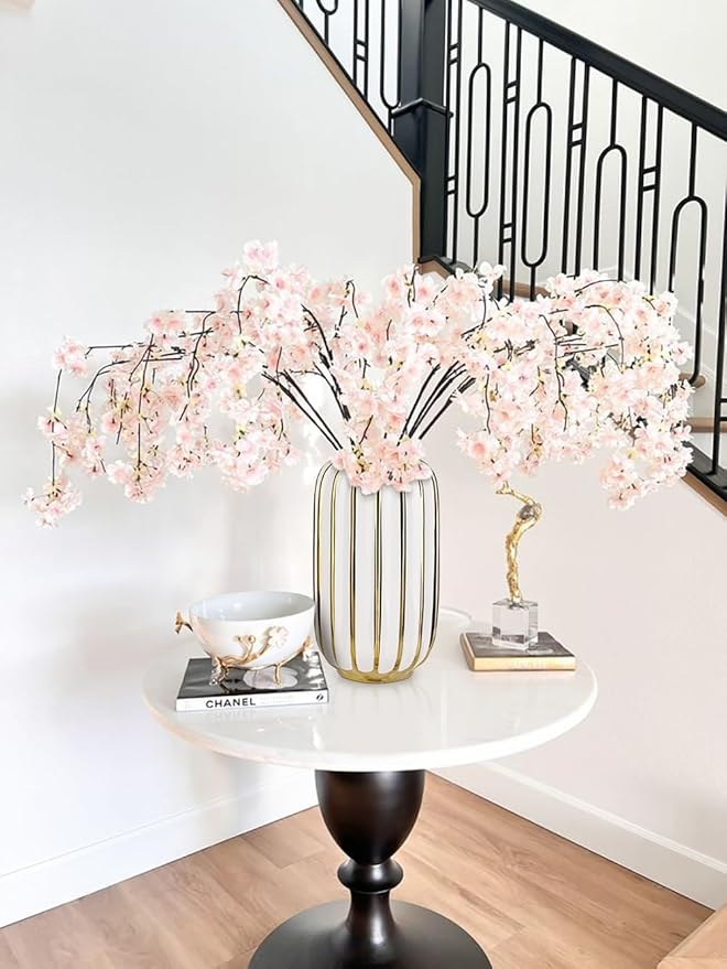 Briful Gold Plated Lantern Ceramic Vase Home Decor Creative Design Porcelain Decorative Flower Vase 11.02'' White Ceramic Vases for Wedding Anniversary Decoration-VerdiqueGarden