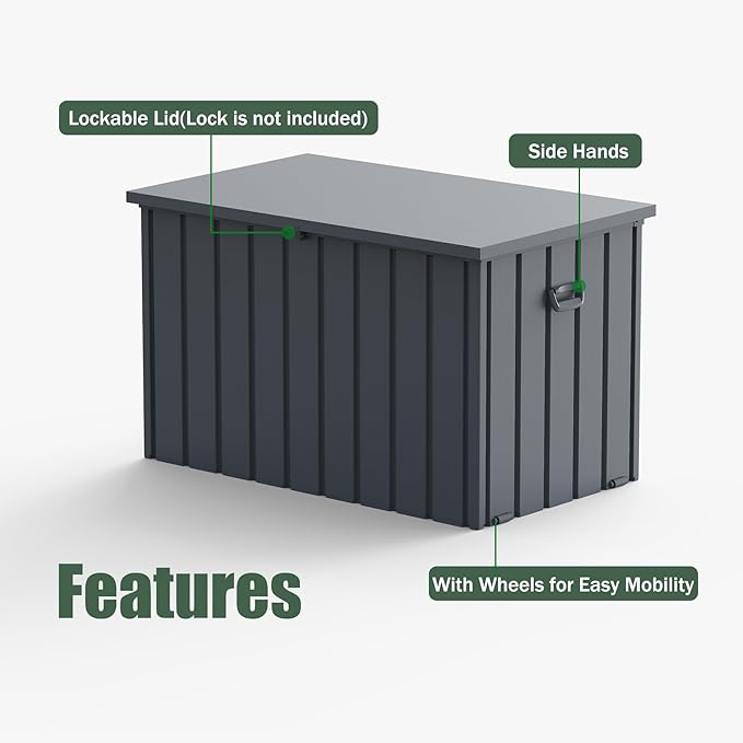 Domi Outdoor Storage Deck Box 120 Gallon, Outdoor Deck Box with Waterproof Storage Bag for Outside Cushions, Garden Tools and Pools Equipment, Gray-VerdiqueGarden