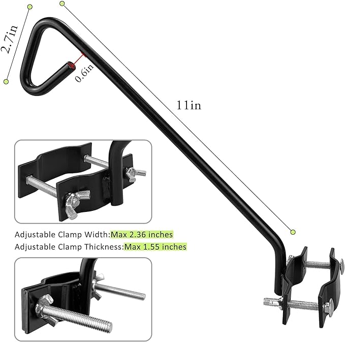 11 inches Fence Deck Hook Rail Hook Hanging Hook Mounting Kit Heavy Duty Bird Feeder Hook, Decorative Hook Hanger for Bird Feeders, Planters, Suet Baskets, Lanterns on Balcony Porch Railing Fence-VerdiqueGarden