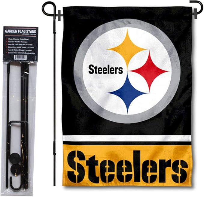 WinCraft Pittsburgh Steelers Garden Flag with Stand Holder-VerdiqueGarden