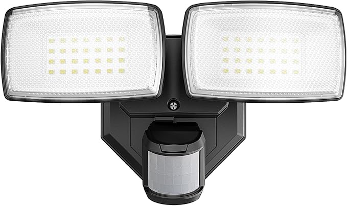 Onforu 32W 2 Head Motion Sensor Outdoor Lights, 3200LM 6500K LED Security Light, Dusk to Dawn, Motion Detector Light for Outside, IP65 Waterproof Flood Lights for Garage, Yard(Black)-VerdiqueGarden