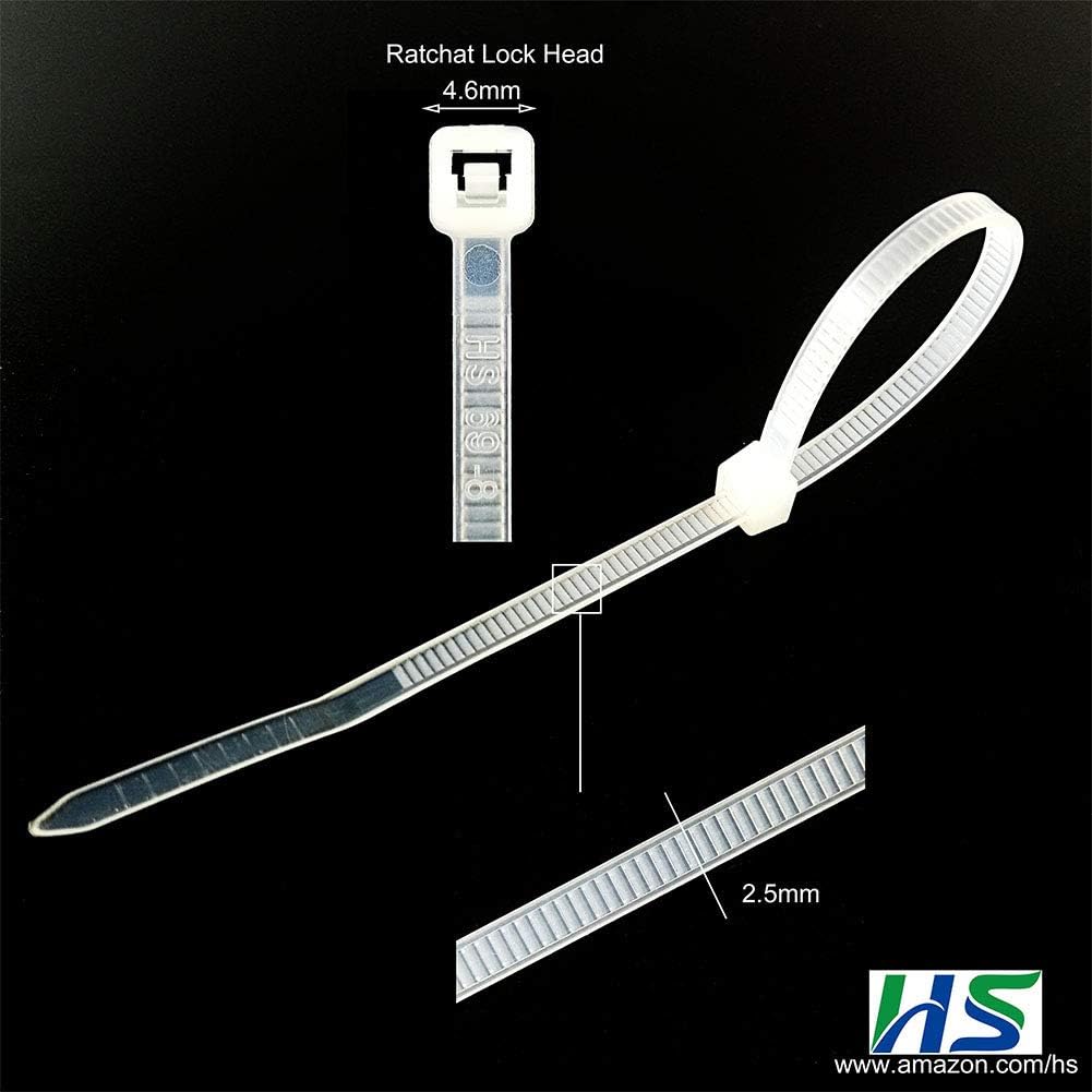 HS Narrow Zip Ties 4 Inch (600 Pack) Cable Ties in Black and White 18 Lbs Self-Locking Wire Ties Assortment for Electronics Cord Management-VerdiqueGarden