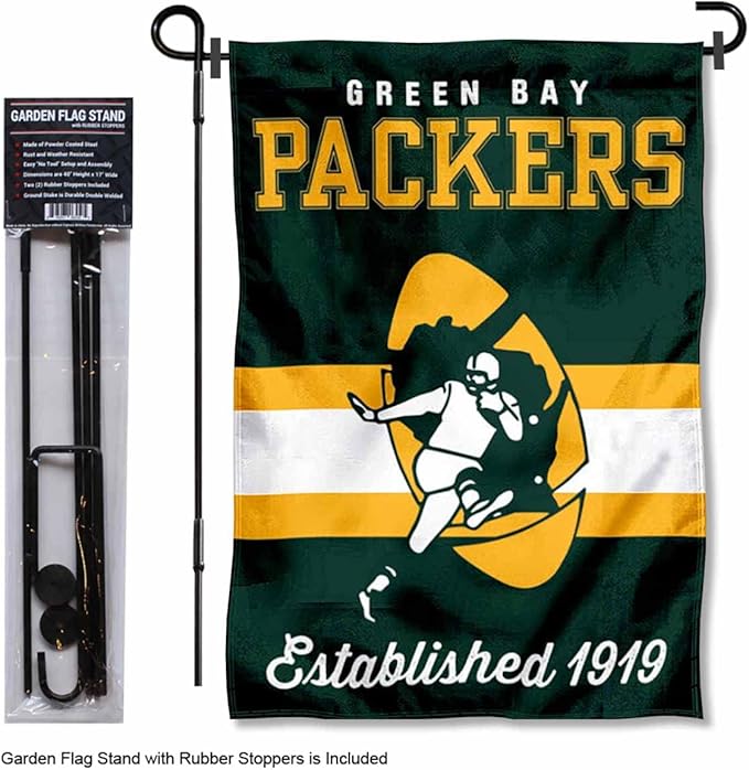 WinCraft Green Bay Packers Throwback Retro Vintage Garden Flag and Flagpole Mount-VerdiqueGarden