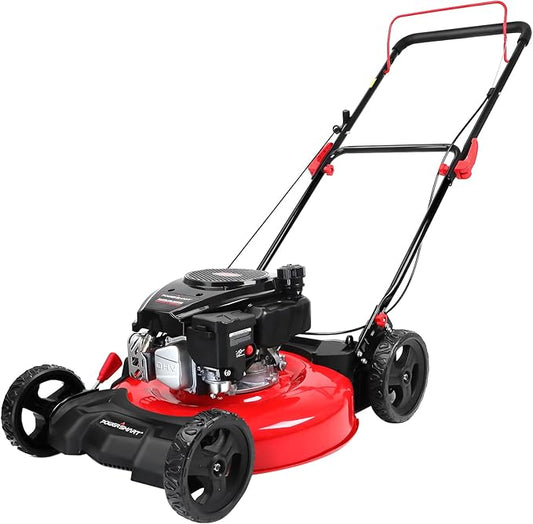 PowerSmart 21 in. Gas Lawn Mower with 144cc OHV Engine, 2-in-1 Push Mower with Mulching & Side-Discharge-VerdiqueGarden