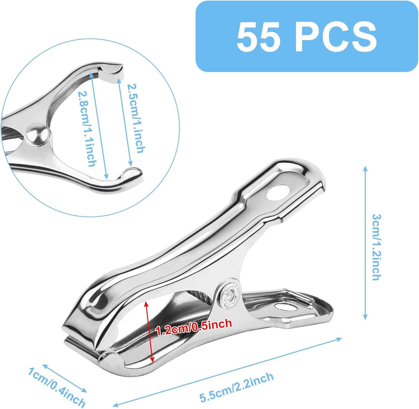 JULMELON Garden Clips, 55 PCS Stainless Steel Greenhouse Clamps Heavy Duty Greenhouse Clips Hoops with Large Open Strong Grip for Shade Cloth or Plant Cover Netting-VerdiqueGarden