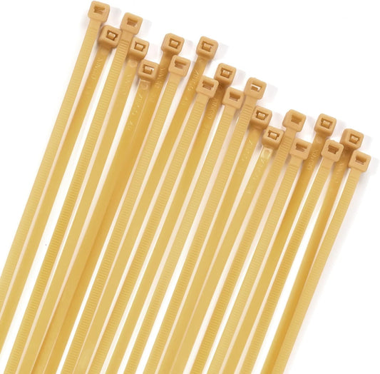 XINGO 100PCS Cable Zip Ties Heavy Duty, Premium Nylon Plastic Wire Ties with 50 Pounds Tensile Strength, Self-Locking Black Nylon Zip Ties for Indoor and Outdoor (16 inch, Gold)-VerdiqueGarden