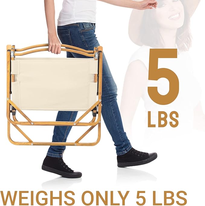 Outvita Portable Folding Camping Chair, 2pcs Ultralight Low Beach Chair, Durable Aluminum Frame Armchairs for Hiking Concert Fishing Picnic, Supports 225Lbs-VerdiqueGarden