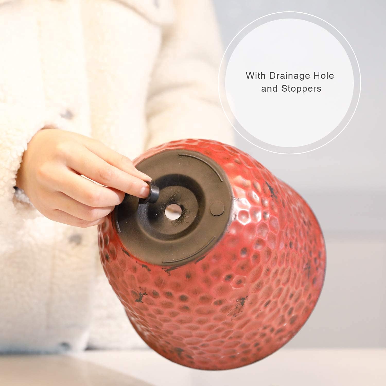 Worth Garden Plastic Round 8 Inch Planters for Indoor Plants Set of 6 Outdoor Resin Flower Pots Colorful with Drainage Hole Rubber Plug Retro Appearance Home Christmas Decorative Containers Multicolor-VerdiqueGarden