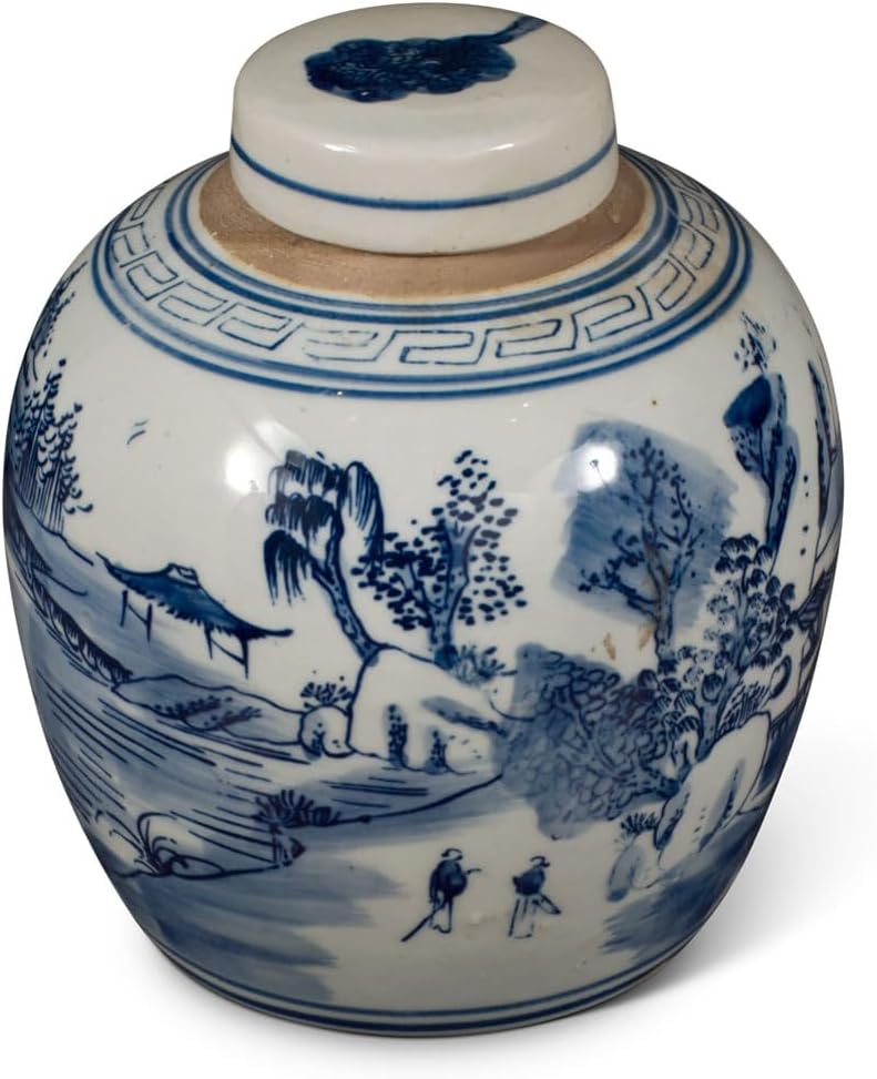 China Furniture and Arts Blue and White Porcelain Scenery Chinese Jar-VerdiqueGarden