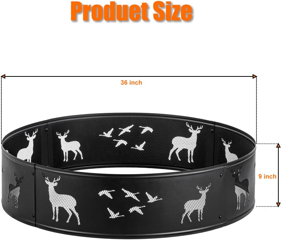 Fire Ring,Firepit Ring for Camping, Wood Burning Fire Pit for Outside,Yard,Garden,Outdoor Fireplace-VerdiqueGarden