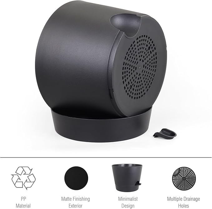 12 inch Large Self Watering Pots for Indoor Outdoor Plants, Flower Plant Pots with Mesh Drainage Holes for Garden House Plants, Plastic Planters with Reservoir for Home Decor, Black-VerdiqueGarden