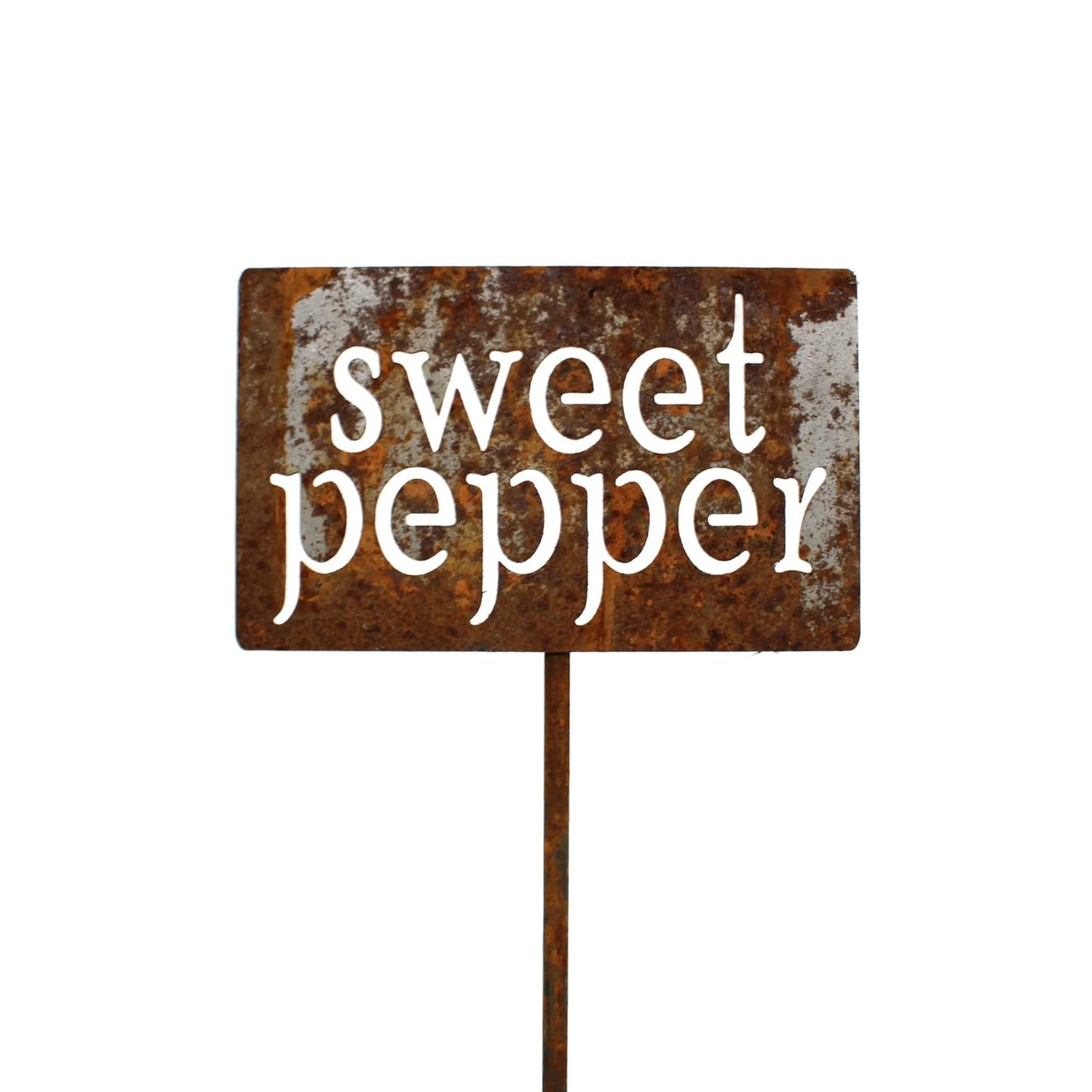 Classic Metal Garden Markers 19 Inches Tall (sweet pepper, Naturally Rusted)-VerdiqueGarden