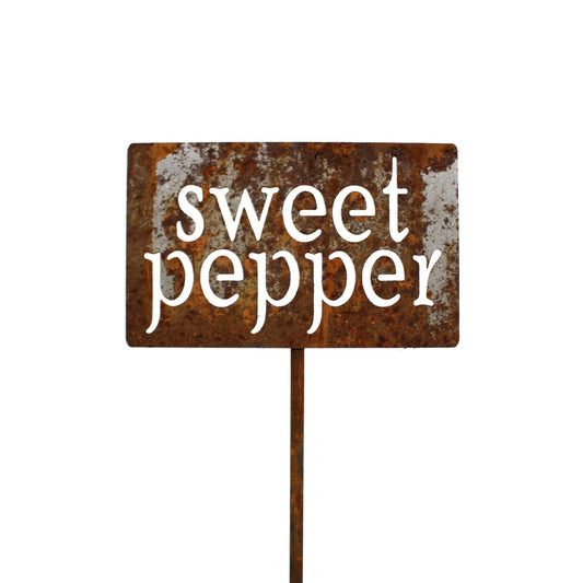 Classic Metal Garden Markers 19 Inches Tall (sweet pepper, Naturally Rusted)-VerdiqueGarden