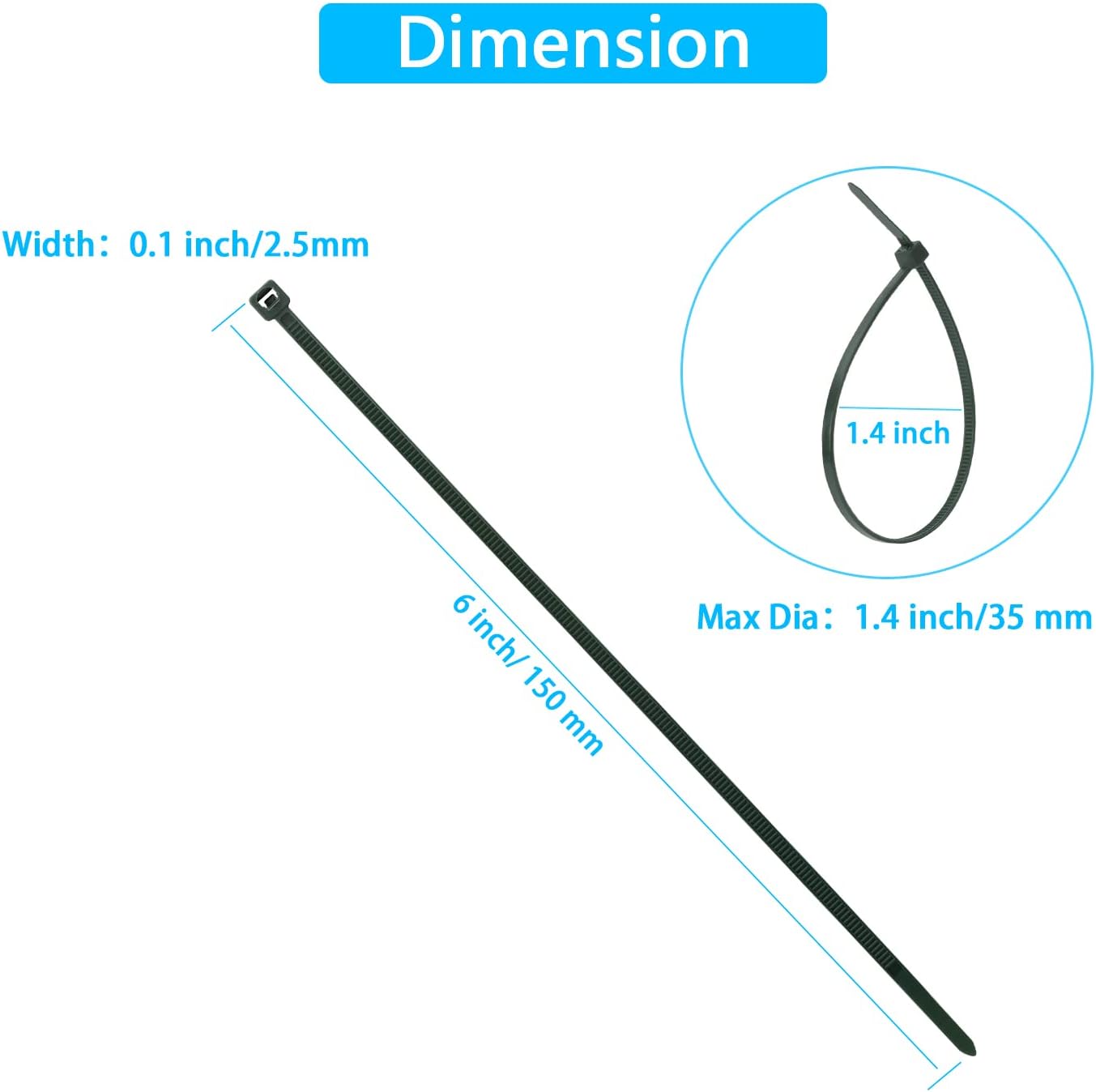 6 Inch Garden Green Zip Tie 1000 PCS, 18 Lbs - Small to Medium Zip Tie, Nylon PA66 UV Resistant Cable Tie for Indoor and Outdoor Use - Ideal for bundling and securing objects-VerdiqueGarden