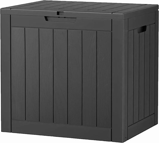 32 Gallon Deck Box Lockable Resin Indoor Outdoor Storage Box waterproof Outdoor Container for Patio Furniture, Pool Accessories, Cushions, Garden Tools, Sports Equipment-VerdiqueGarden