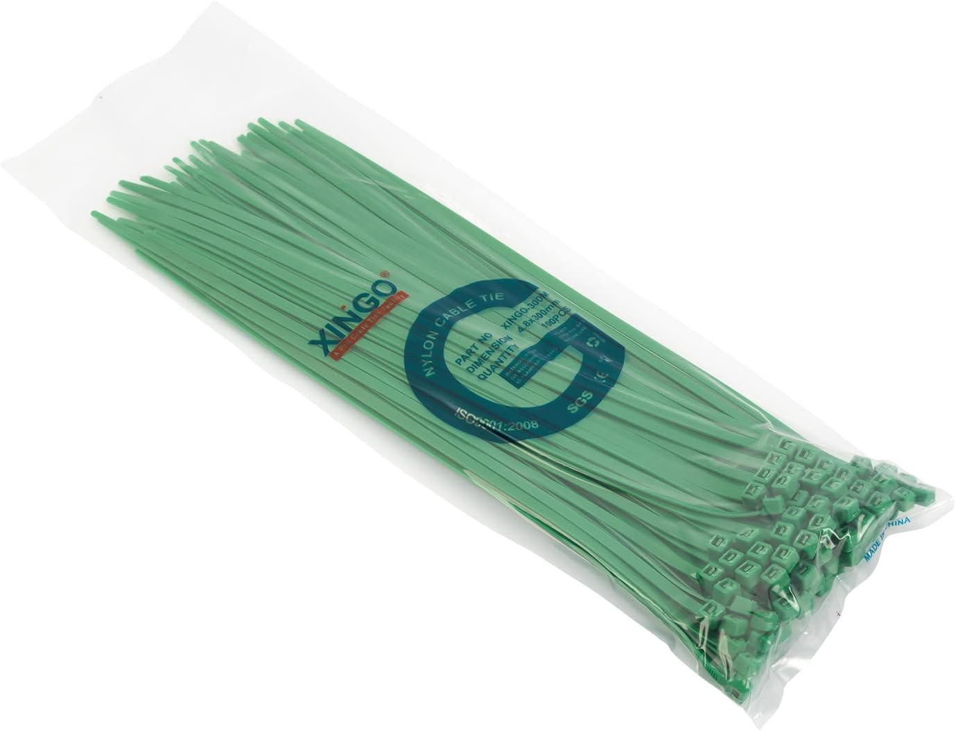 XINGO 100PCS Cable Zip Ties Heavy Duty, Premium Nylon Plastic Wire Ties with 50 Pounds Tensile Strength, Self-Locking Black Nylon Zip Ties for Indoor and Outdoor (12 inch, Green)-VerdiqueGarden